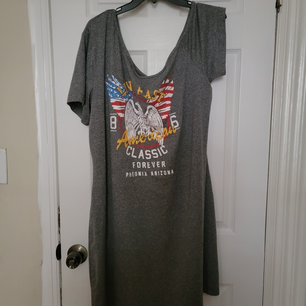 Cotton off the shoulder gray short dress